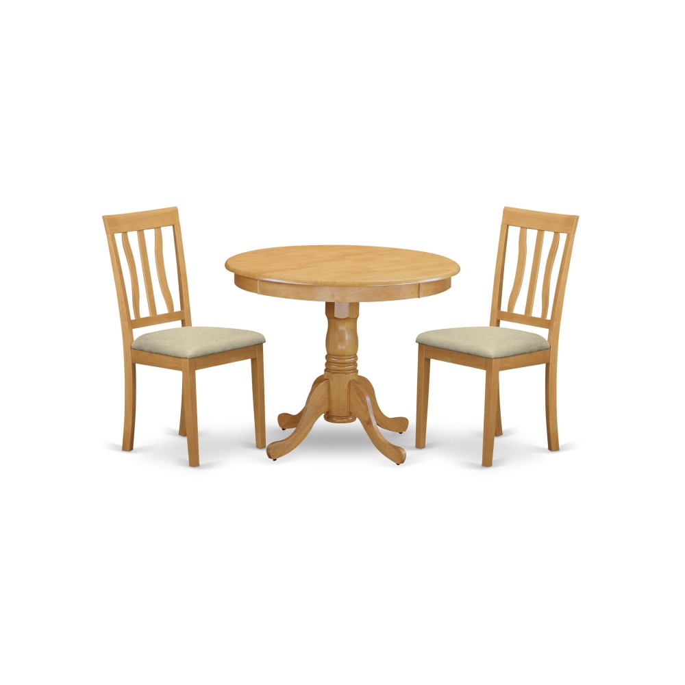 3 Pc Kitchen Table Set-Small Kitchen Table Plus 2 Dining Chairs, Oak