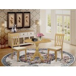 3 Pc Kitchen Dining Set, Oak Kitchen Table, 2 Oak Chairs, Slatted Back- Oak Finish