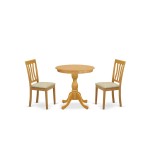 3-Pc Kitchen Table Set 2 Kitchen Dining Chairs And 1 Kitchen Table (Oak Finish)