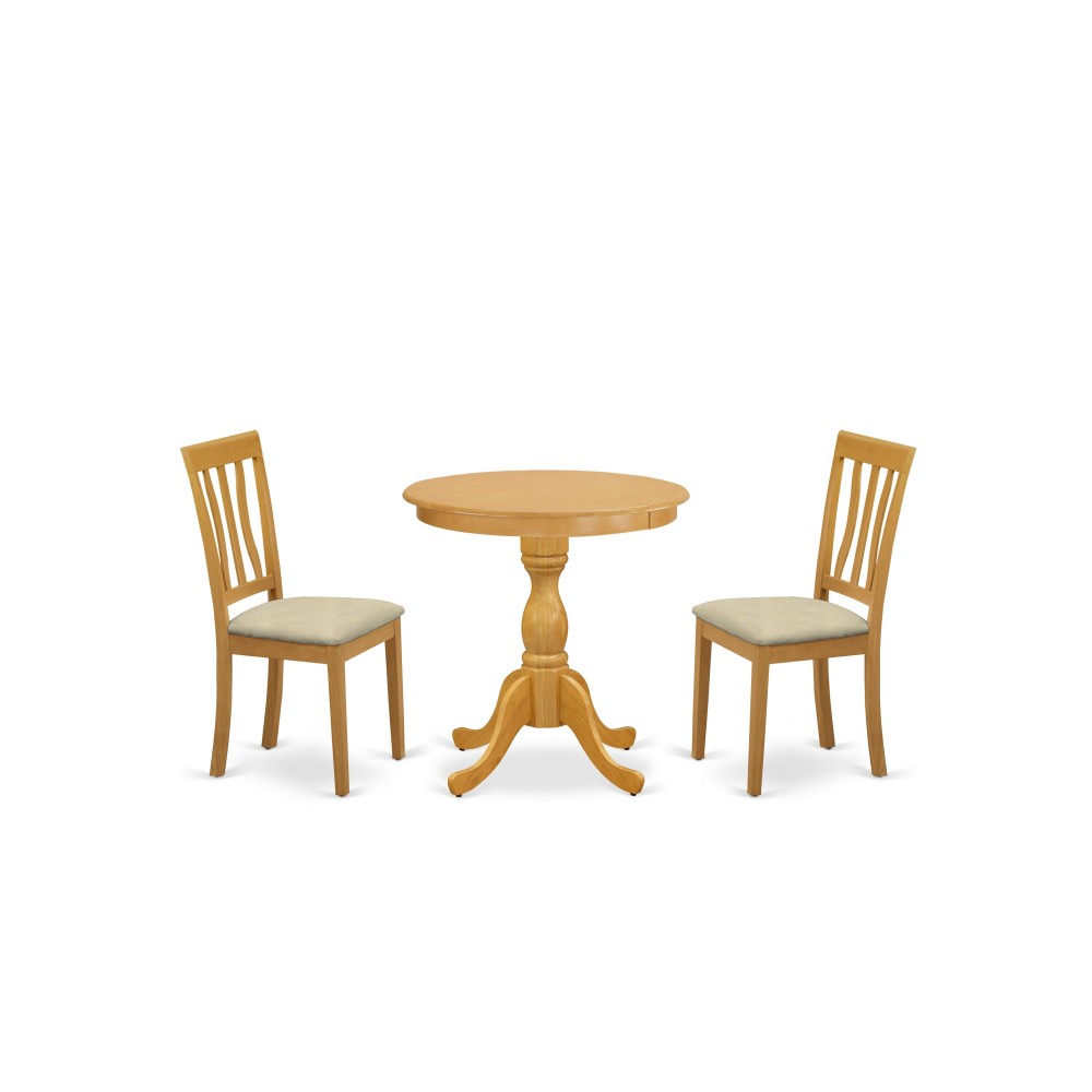 3-Pc Kitchen Table Set 2 Kitchen Dining Chairs And 1 Kitchen Table (Oak Finish)