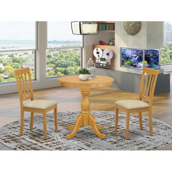 3-Pc Kitchen Table Set 2 Kitchen Dining Chairs And 1 Kitchen Table (Oak Finish)