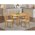 Dining Set 5 Pc, Four Chairs, Table, Oak Color Linen, Oak Finish Structure