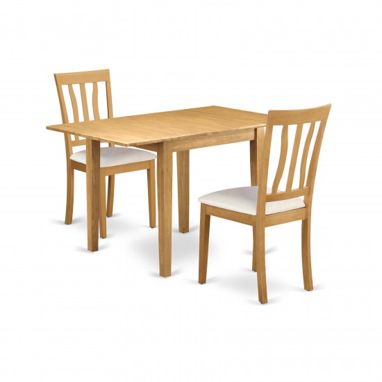 Kitchen Dining Set 3Pc, 2 Outstanding Kitchen Chairs, An Table, Oak Color Faux Leather, Oak Finish Frame