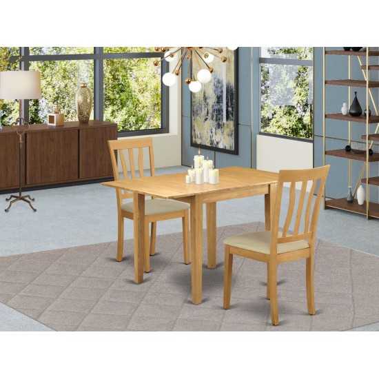 Kitchen Dining Set 3Pc, 2 Outstanding Kitchen Chairs, An Table, Oak Color Faux Leather, Oak Finish Frame