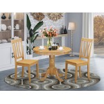 3 Pc Kitchen Table Set-Round Kitchen Table And 2 Dining Chairs, Oak