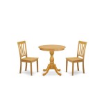 3-Pc Dining Room Set 2 Dining Room Chairs And 1 Dining Room Table (Oak Finish)