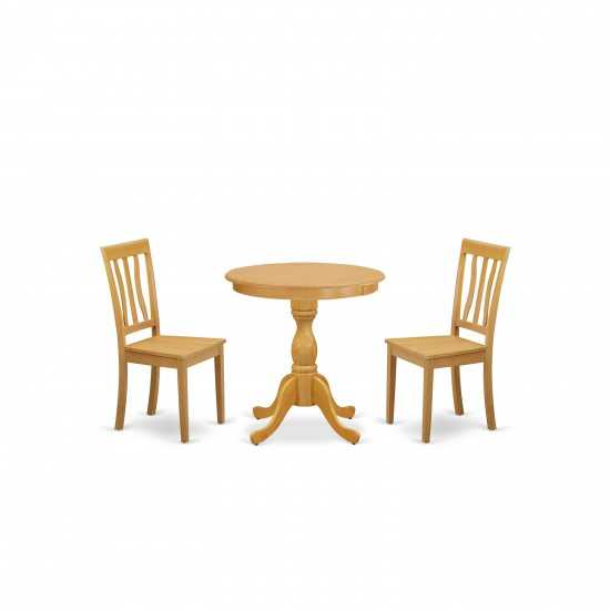 3-Pc Dining Room Set 2 Dining Room Chairs And 1 Dining Room Table (Oak Finish)