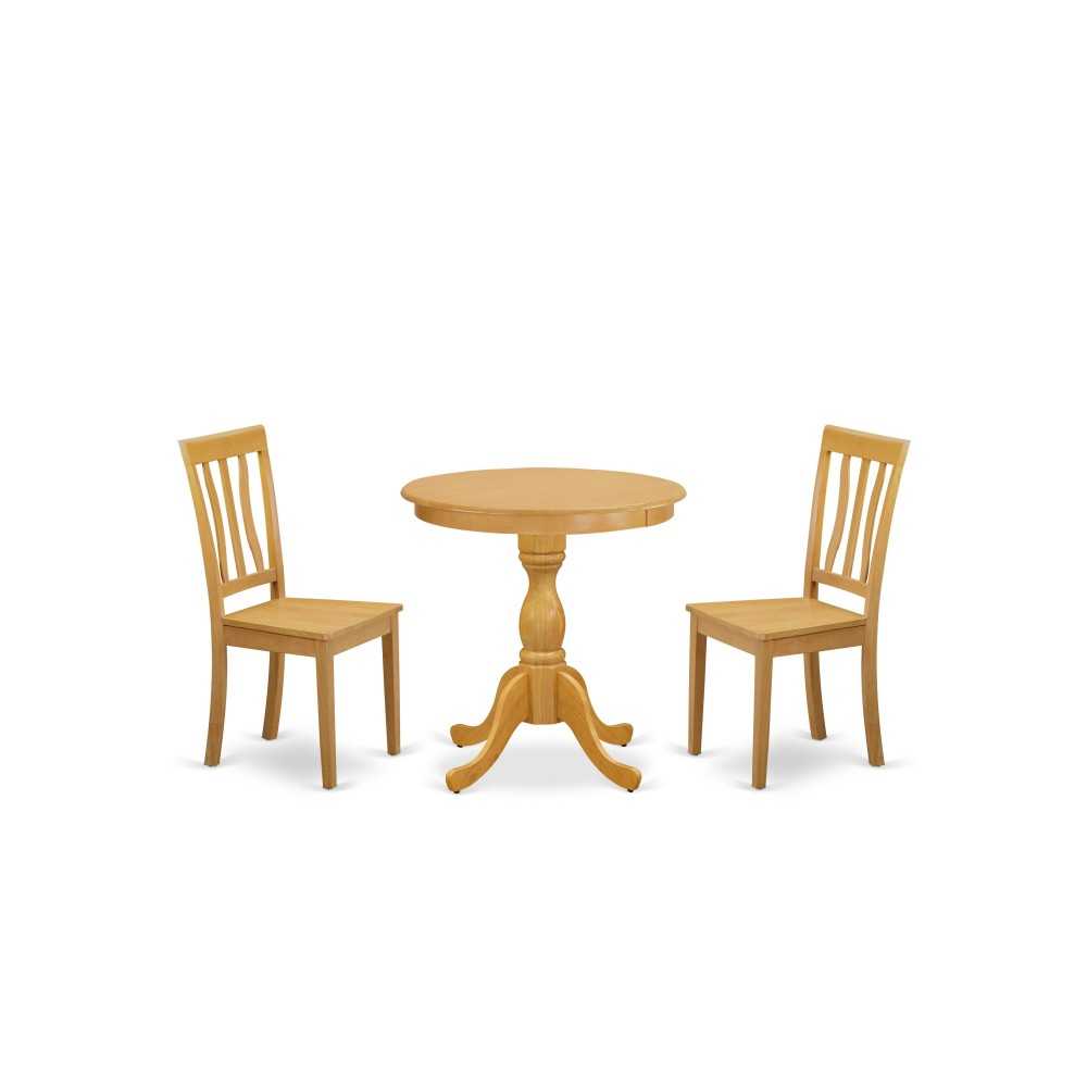 3-Pc Dining Room Set 2 Dining Room Chairs And 1 Dining Room Table (Oak Finish)