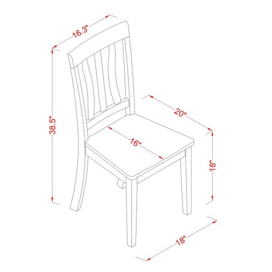 Dining Set 3 Pc- 2 Wood Chairs, An Elegant Table, Oak Chair Seat, Top, Oak Finish Solid Wood Frame.