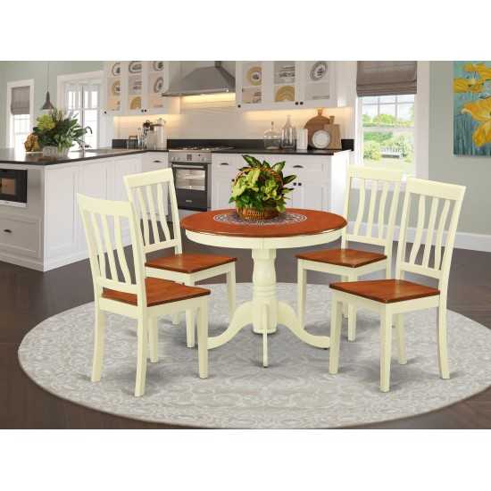 Dining Set - 5 Pcs With 4 Wood Chairs In Buttermilk