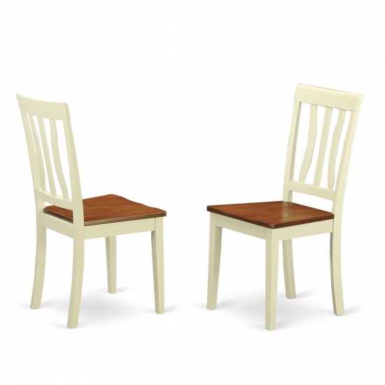 5 Pc Set, Round Small Table, 4 Wood Dinette Chairs In Buttermilk, Cherry .