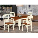 Kitchen Set 5 Pc- 4 Wood Chairs, Dinner Table, Cherry Finish Solid Wood Chair Seat, Top, Buttermilk Finish Solid Wood Structu