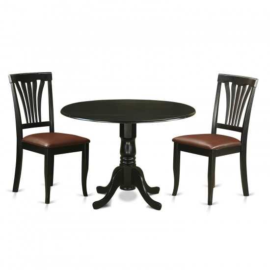 3 Pc Kitchen Nook Dining Set-Dining Table And 2 Dining Chairs, Black