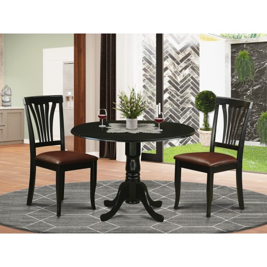 3 Pc Kitchen Nook Dining Set-Dining Table And 2 Dining Chairs, Black