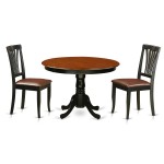 3 Pc Set With A Round Small Table And 2 Leather Dinette Chairs In Black