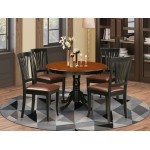 5 Pc Set With A Round Dinette Table And 4 Leather Kitchen Chairs In Black