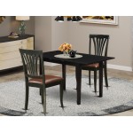 3-Pc Dining Set 2 Chairs, Faux Leather Seat, Butterfly Leaf Dinette Table, Black