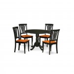 Dlav5-Blk-W 5 Pc Kitchen Table Set-Dining Table And 4 Wooden Kitchen Chairs