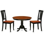 3 Pc Set With A Round Table And 2 Wood Dinette Chairs In Black And Cherry