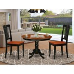 3 Pc Set With A Round Table And 2 Wood Dinette Chairs In Black And Cherry