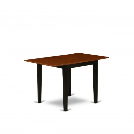 Dining Set 3 Pc- 2 Chairs, Table, Cherry Chair Seat, Black Finish Hardwood Structure.