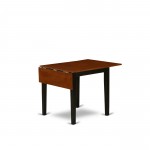Dining Set 3 Pc- 2 Chairs, Table, Cherry Chair Seat, Black Finish Hardwood Structure.