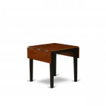 Dining Set 3 Pc- 2 Chairs, Table, Cherry Chair Seat, Black Finish Hardwood Structure.