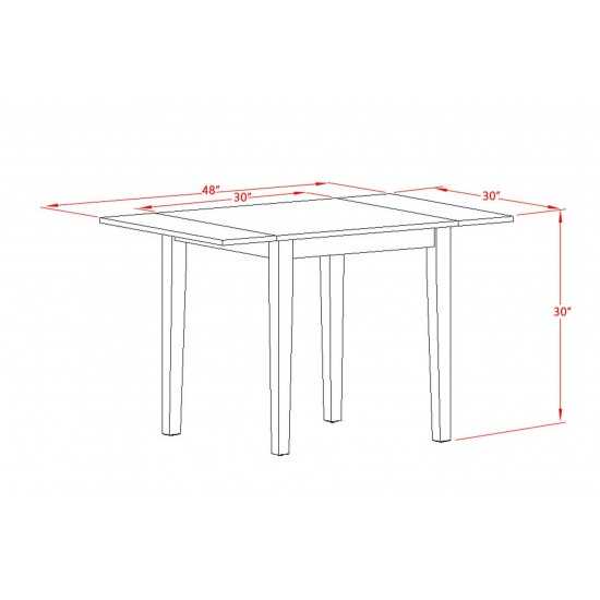 Dining Set 3 Pc- 2 Chairs, Table, Cherry Chair Seat, Black Finish Hardwood Structure.
