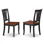 Dining Set 3 Pc- 2 Chairs, Table, Cherry Chair Seat, Black Finish Hardwood Structure.