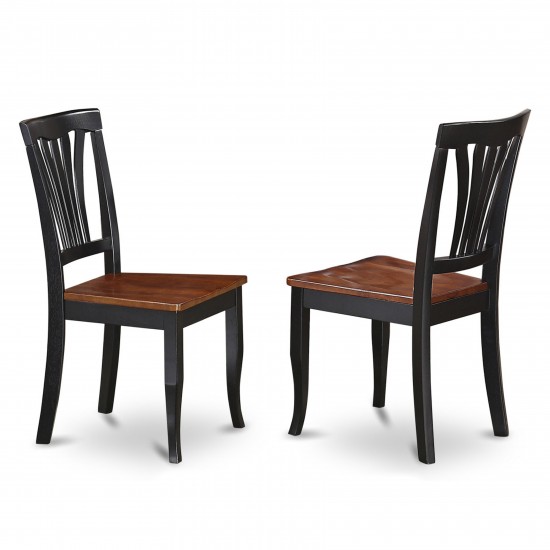Dining Set 3 Pc- 2 Chairs, Table, Cherry Chair Seat, Black Finish Hardwood Structure.