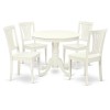 Anav5-Lwh-W 5Pc Round 36 Inch Table And 4 Vertical Slatted Chairs
