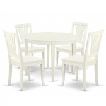 Boav5-Lwh-W 5Pc Round 42 Inch Table And 4 Vertical Slatted Chairs