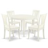 Boav5-Lwh-W 5Pc Round 42 Inch Table And 4 Vertical Slatted Chairs