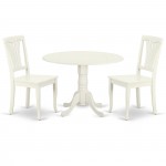 3Pc Round 42 Inch Table With Two 9-Inch Drop Leaves, 2 Vertical Slatted Chairs