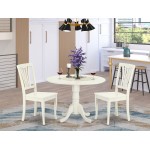 3Pc Round 42 Inch Table With Two 9-Inch Drop Leaves, 2 Vertical Slatted Chairs