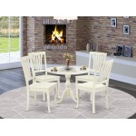 5 Pc Dining Set, 1 Drop Leaves Table, 4 Linen White Chairs, Linen White