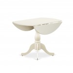 5 Pc Dining Set, 1 Drop Leaves Table, 4 Linen White Chairs, Linen White
