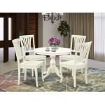 5 Pc Dining Set, Linen White Table, 4 Linen White Chairs, Slatted Back, Linen White Finish