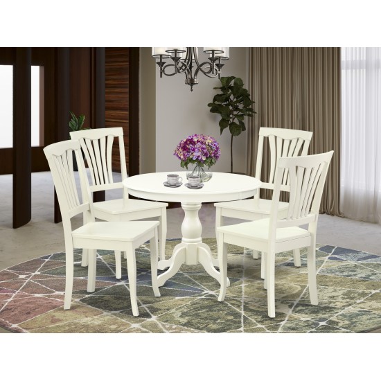 5 Pc Dining Set, Linen White Table, 4 Linen White Chairs, Slatted Back, Linen White Finish