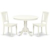 Hlav3-Lwh-W 3Pc Round 42 Inch Table And 2 Vertical Slatted Chairs