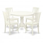 Hlav5-Lwh-W 5Pc Round 42 Inch Table And 4 Vertical Slatted Chairs