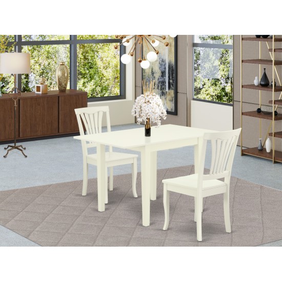 Dining Set 3 Pc- 2 Chairs, Breakfast Table, Linen White Finish Chair Seat, Linen White Finish Solid Wood Frame.