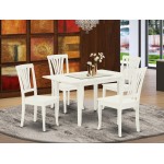 5Pc Dinette Set 4 Wood Chairs, Butterfly Leaf Wood Dining Table, Linen White