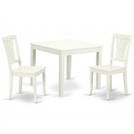 Oxav3-Lwh-W 3Pc Square 36 Inch Table And 2 Vertical Slatted Chairs