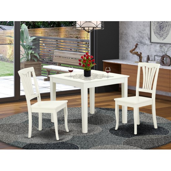 Oxav3-Lwh-W 3Pc Square 36 Inch Table And 2 Vertical Slatted Chairs