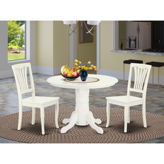 Shav3-Lwh-W 3Pc Round 42 Inch Table And 2 Vertical Slatted Chairs