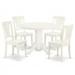 Shav5-Lwh-W 5Pc Round 42 Inch Table And 4 Vertical Slatted Chairs