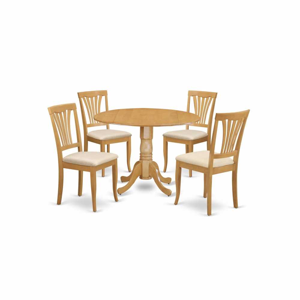 5 Pc Kitchen Nook Dining Set-Round Kitchen Table And 4 Kitchen Chairs