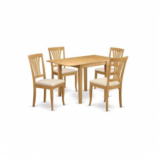 Dining Set 5 Pc, Four Chairs, Gorgeous Table, Oak Color Linen, Oak Finish Hardwood Frame