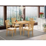 Dining Set 5 Pc, Four Chairs, Gorgeous Table, Oak Color Linen, Oak Finish Hardwood Frame